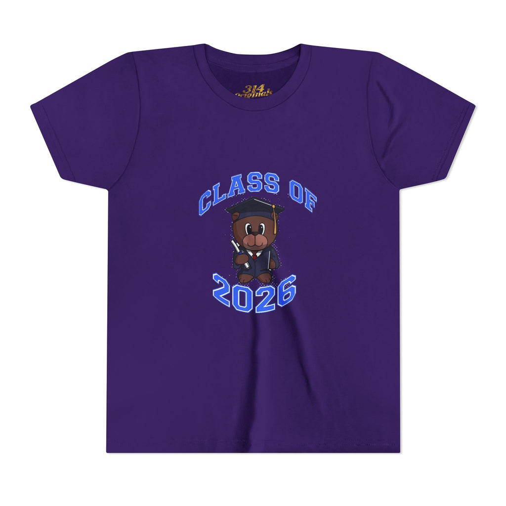 Class of 2026 Kids Graduation T‑Shirt — Cute Graduate Bear Youth Tee