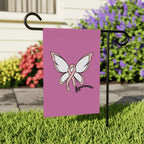 Breast Cancer Awareness Butterfly Garden Flag – 'Awareness' Pink Ribbon House Banner - 314 Originals