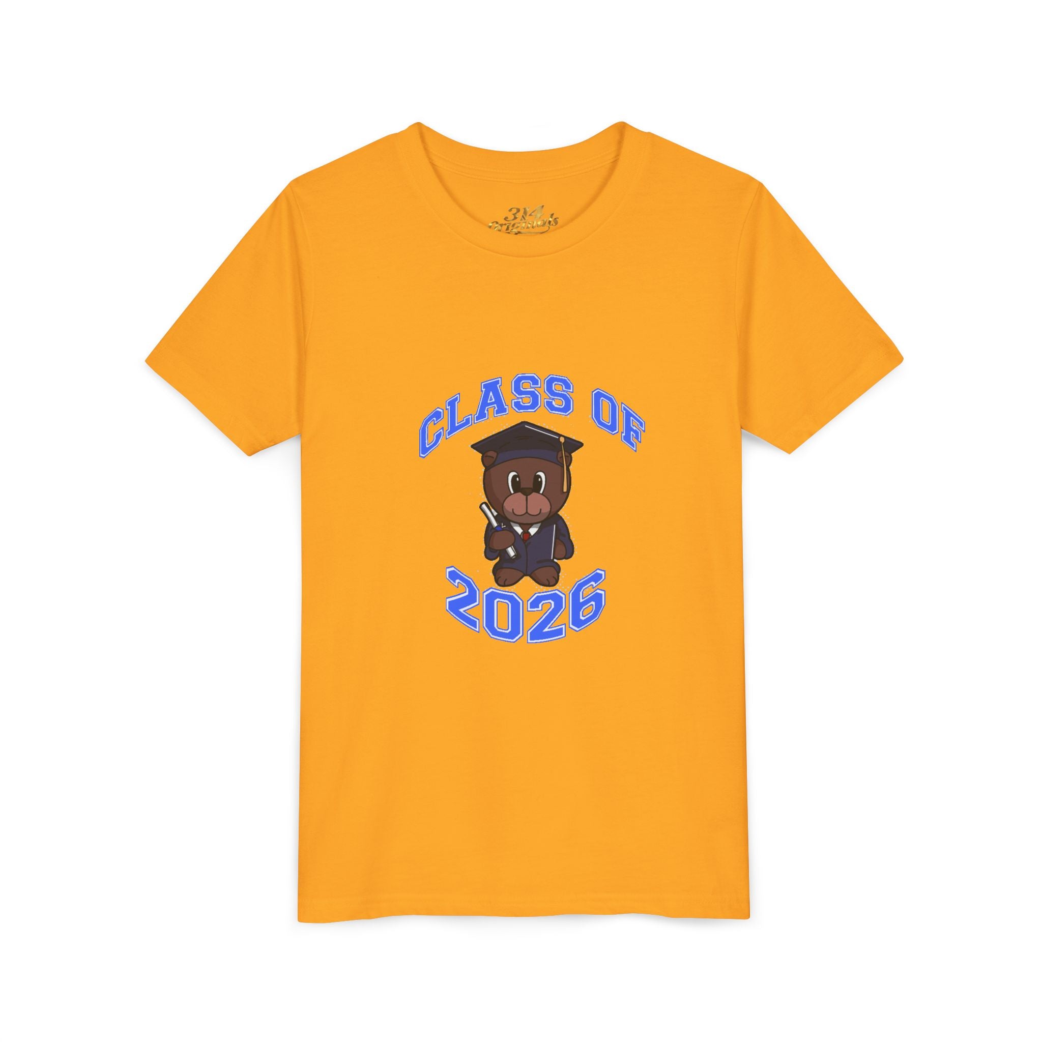 Class of 2026 Kids Graduation T‑Shirt — Cute Graduate Bear Youth Tee