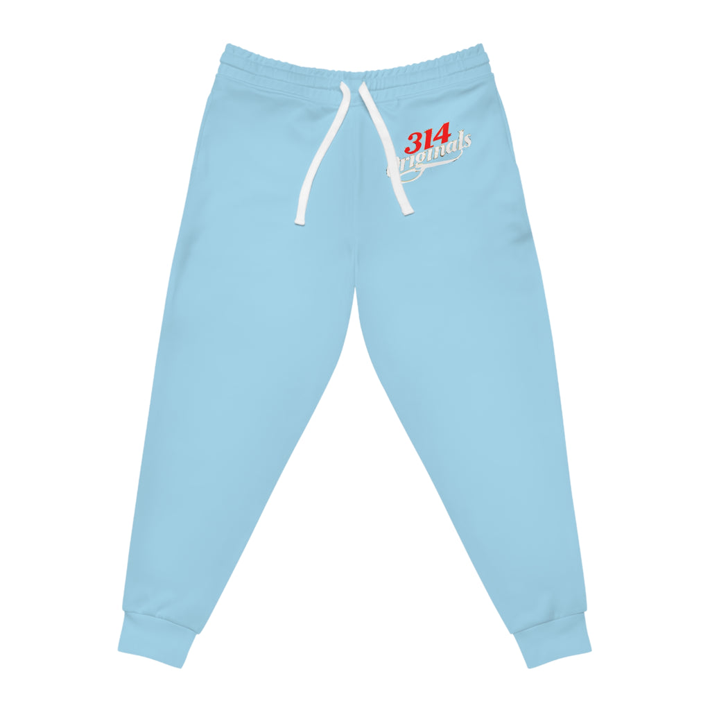 Light Blue 314 Originals Athletic Joggers – Retro Script Logo Sweatpants