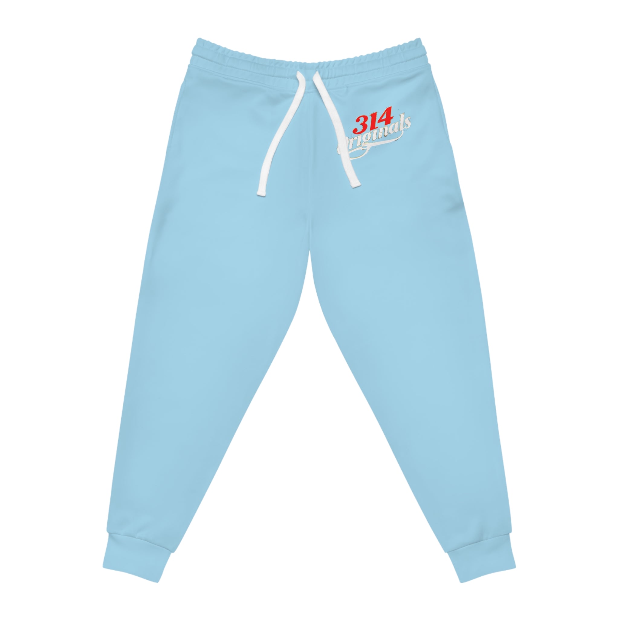 Light Blue 314 Originals Athletic Joggers – Retro Script Logo Sweatpants