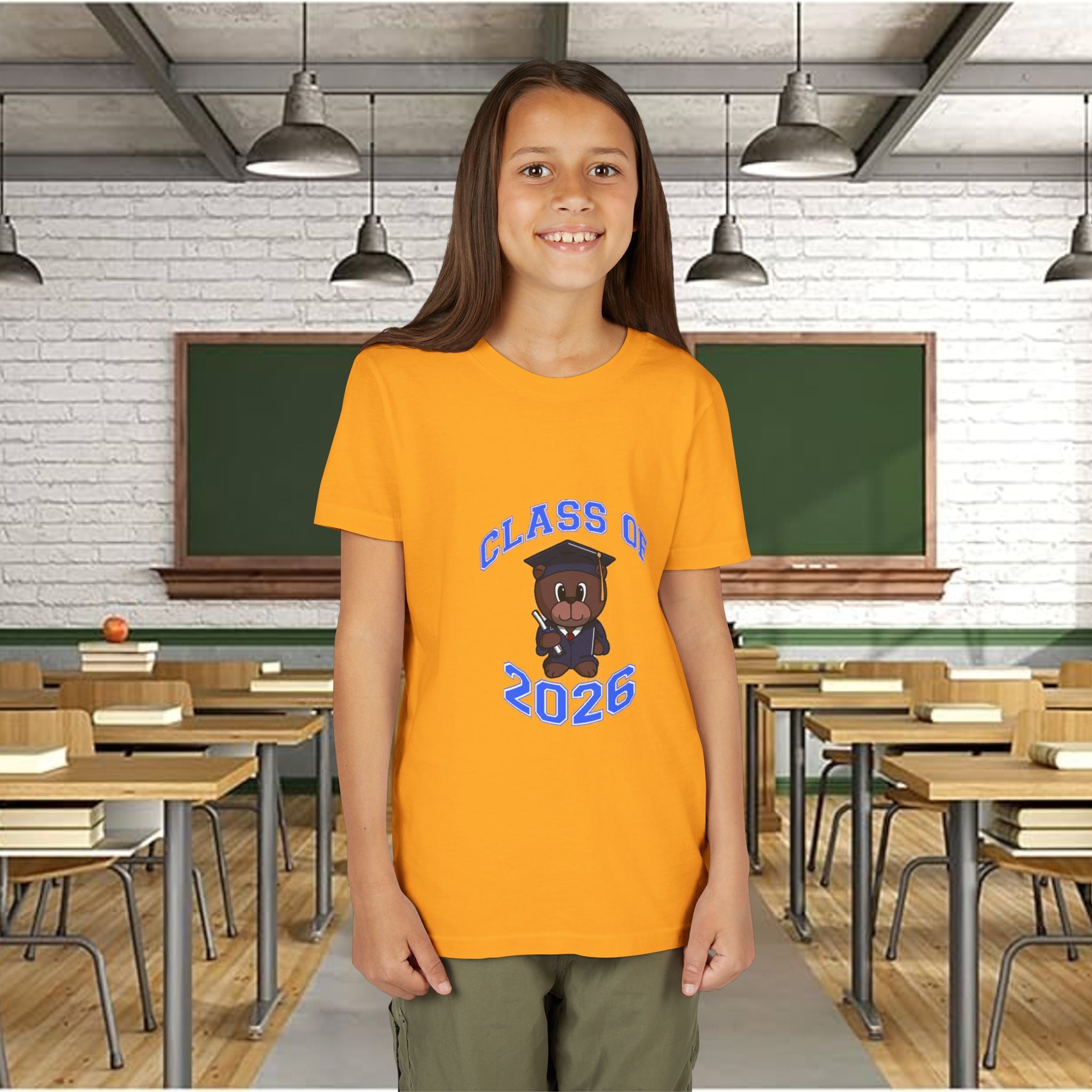 Class of 2026 Kids Graduation T‑Shirt — Cute Graduate Bear Youth Tee