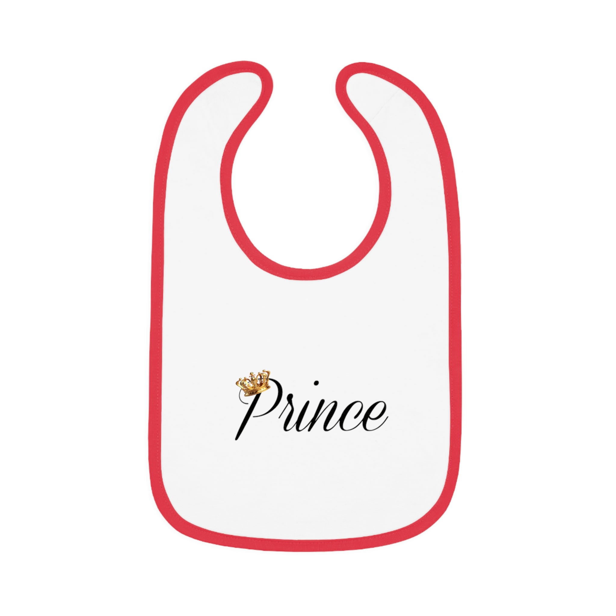 Prince Baby Bib — White Contrast Trim Jersey Bib with Crown Script - 314 Originals