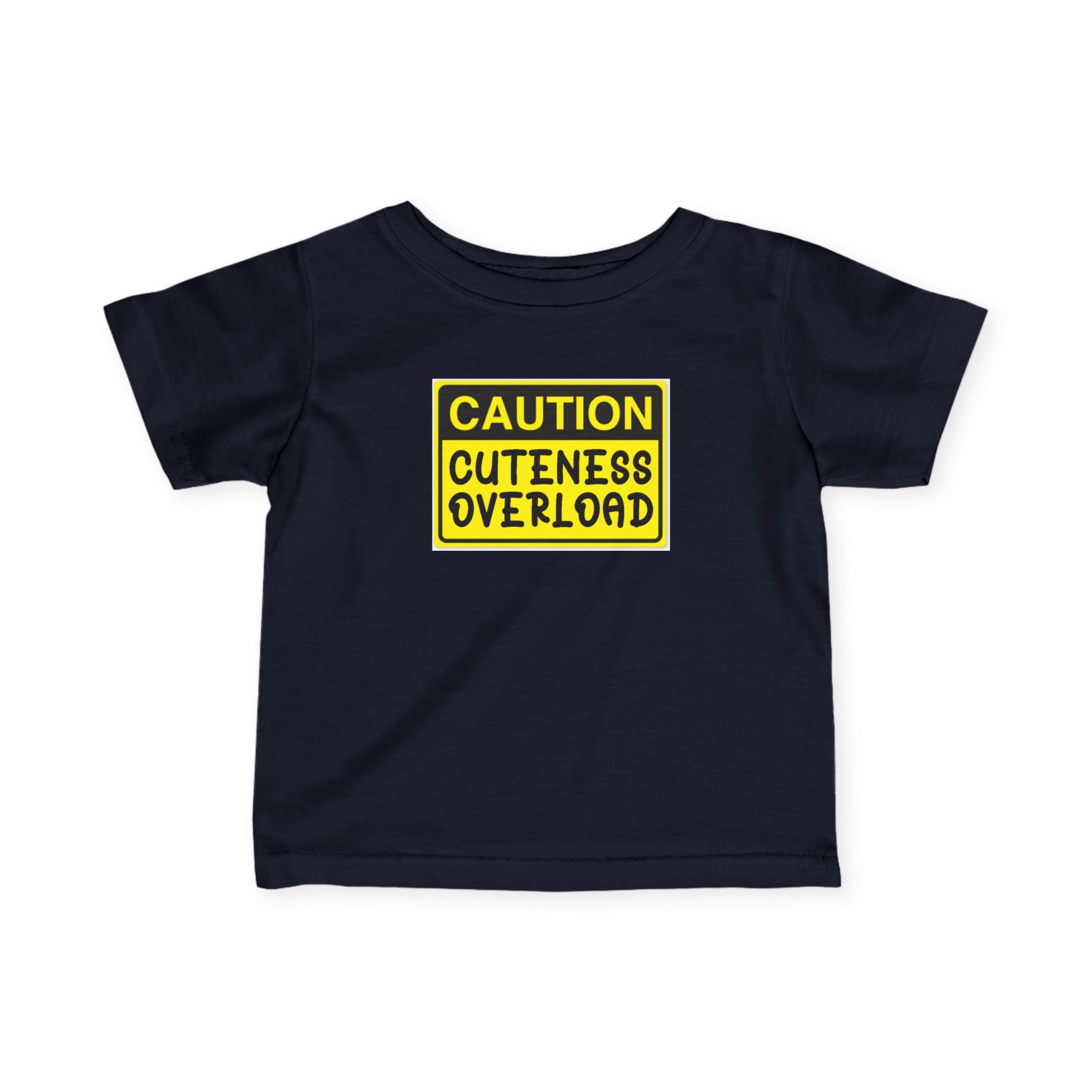 "Caution: Cuteness Overload" —  Baby T‑Shirt (Yellow Warning Sign) - 314 Originals