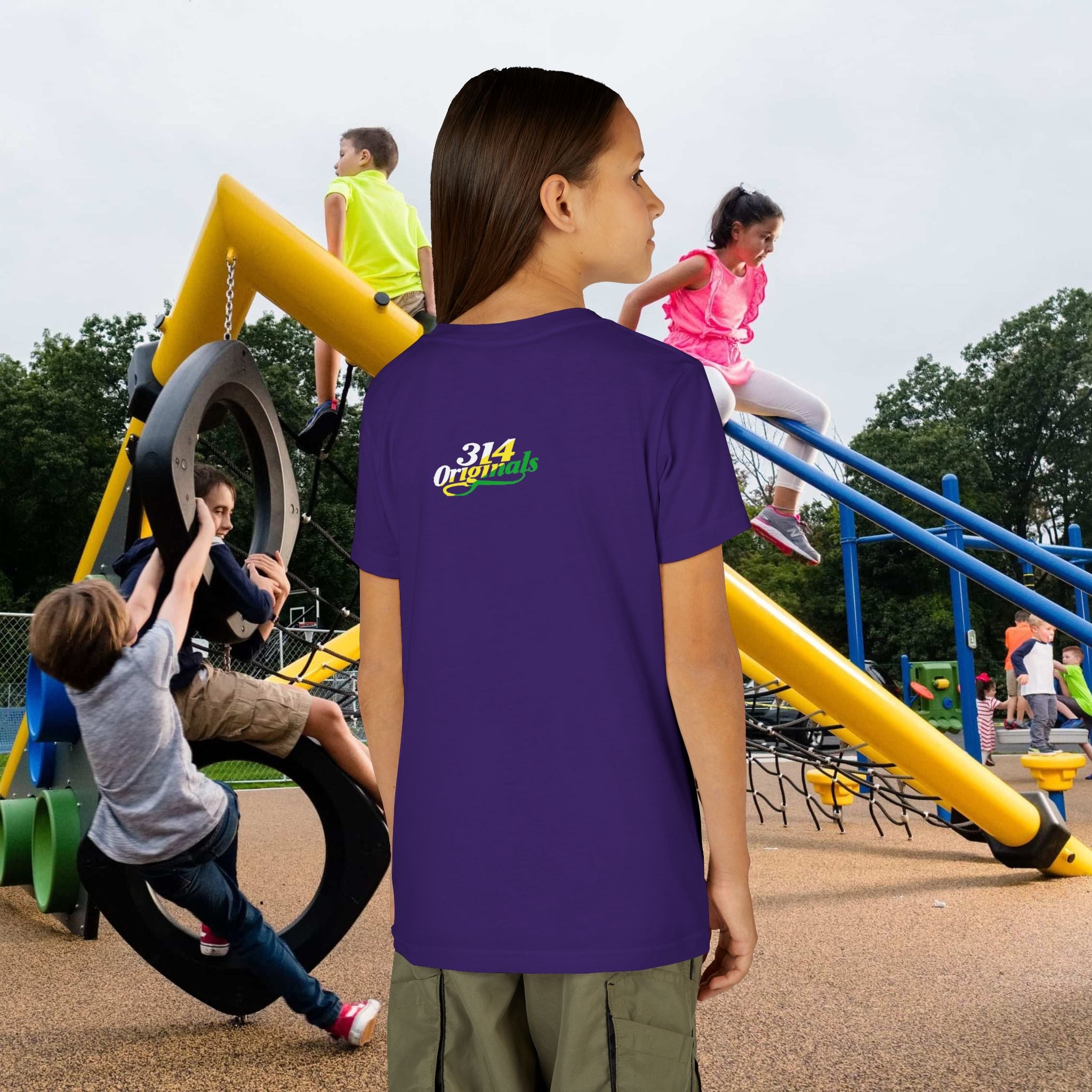 Girl's "Favorite Kid" Retro Yellow & Green Graphic T-Shirt