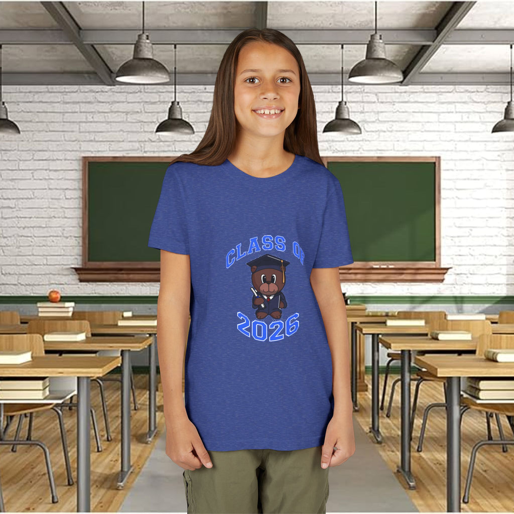 Class of 2026 Kids Graduation T‑Shirt — Cute Graduate Bear Youth Tee