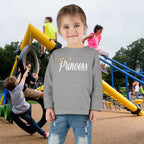 "Princess" Script Top with Gold Crown-Toddler Long Sleeve Tee Printify Kids clothes  314 Originals