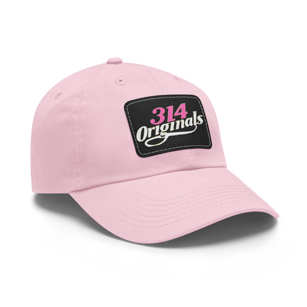 314 Originals Leather Patch Dad Hat — Retro Script Baseball Cap - 314 Originals