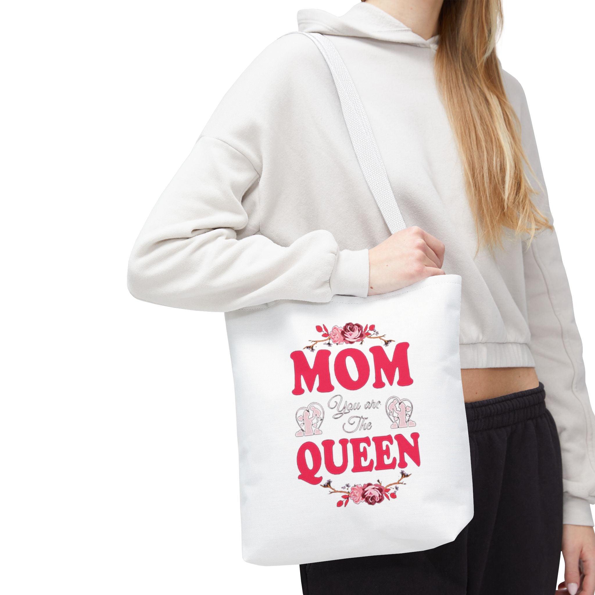 "Mom You're the Queen" Floral Mother's Day Tote Bag Printify Bags  314 Originals