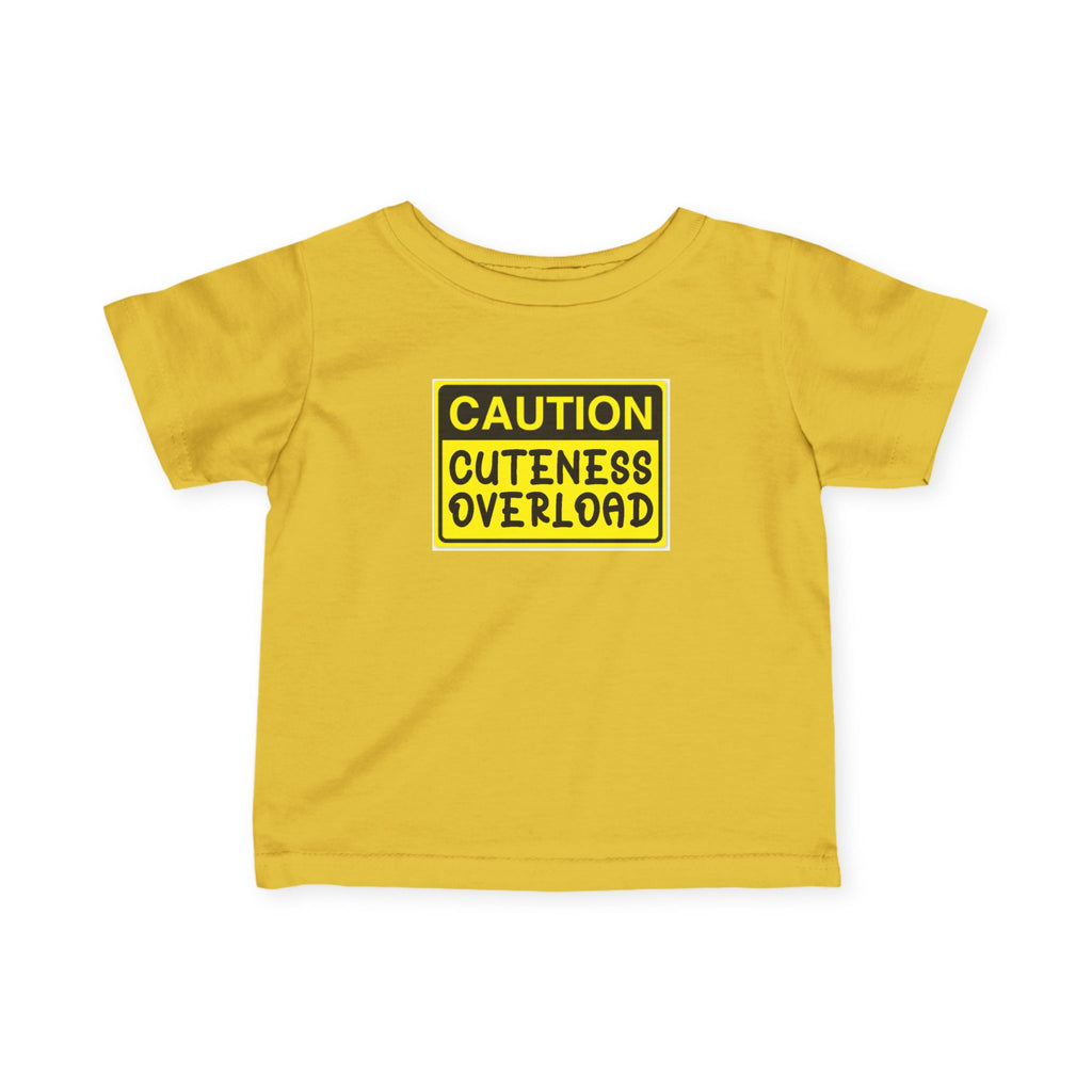 "Caution: Cuteness Overload" —  Baby T‑Shirt (Yellow Warning Sign) - 314 Originals