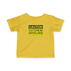 "Caution: Cuteness Overload" —  Baby T‑Shirt (Yellow Warning Sign) - 314 Originals