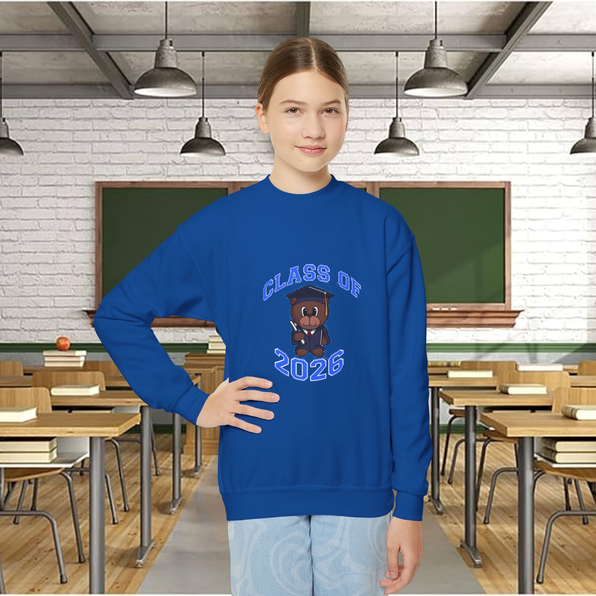 Class of 2026 Youth Crewneck Sweatshirt – Graduation Bear Design