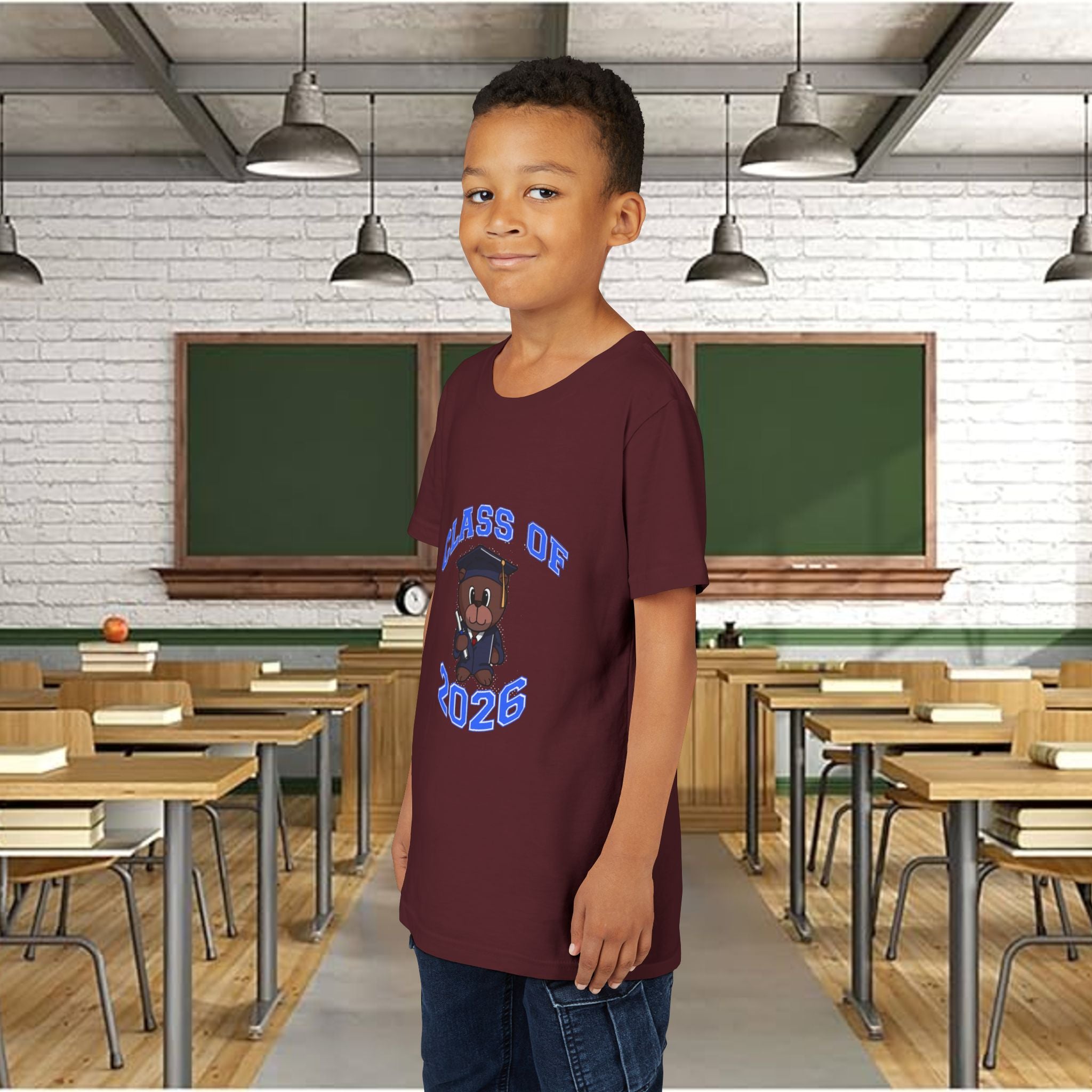Class of 2026 Kids Graduation T‑Shirt — Cute Graduate Bear Youth Tee