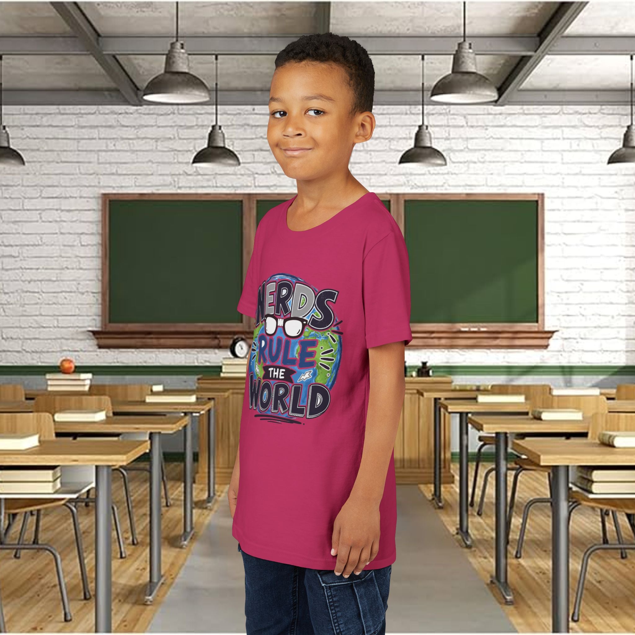 "Nerds Rule the World" Graphic Youth Girls Tee Shirt