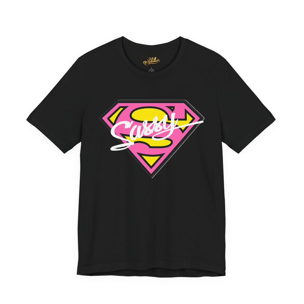 Super Sassy Tee — Pink & Yellow S Badge Graphic T-Shirt Printify T-Shirt  314 Originals