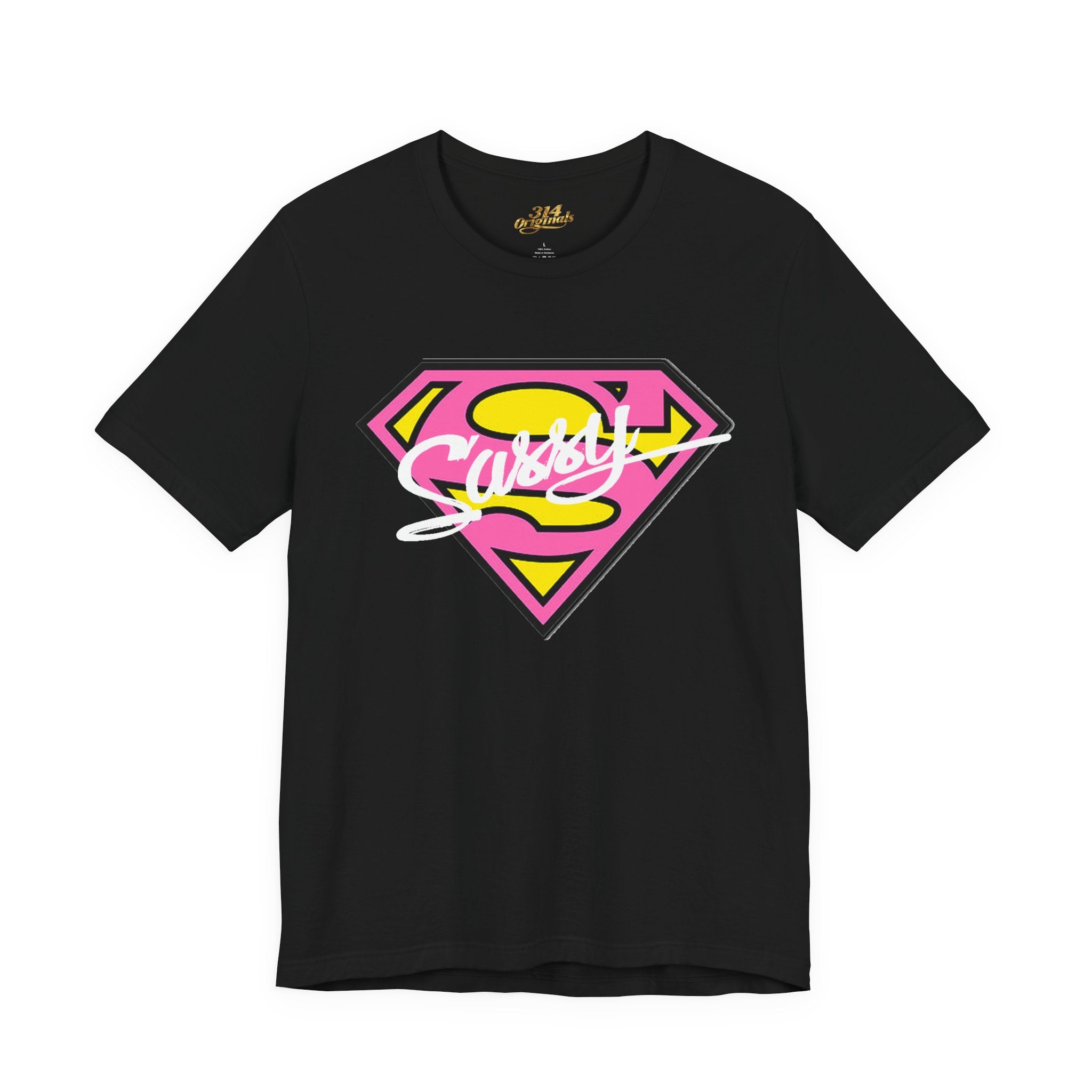 Super Sassy Tee — Pink & Yellow S Badge Graphic T-Shirt Printify T-Shirt  314 Originals