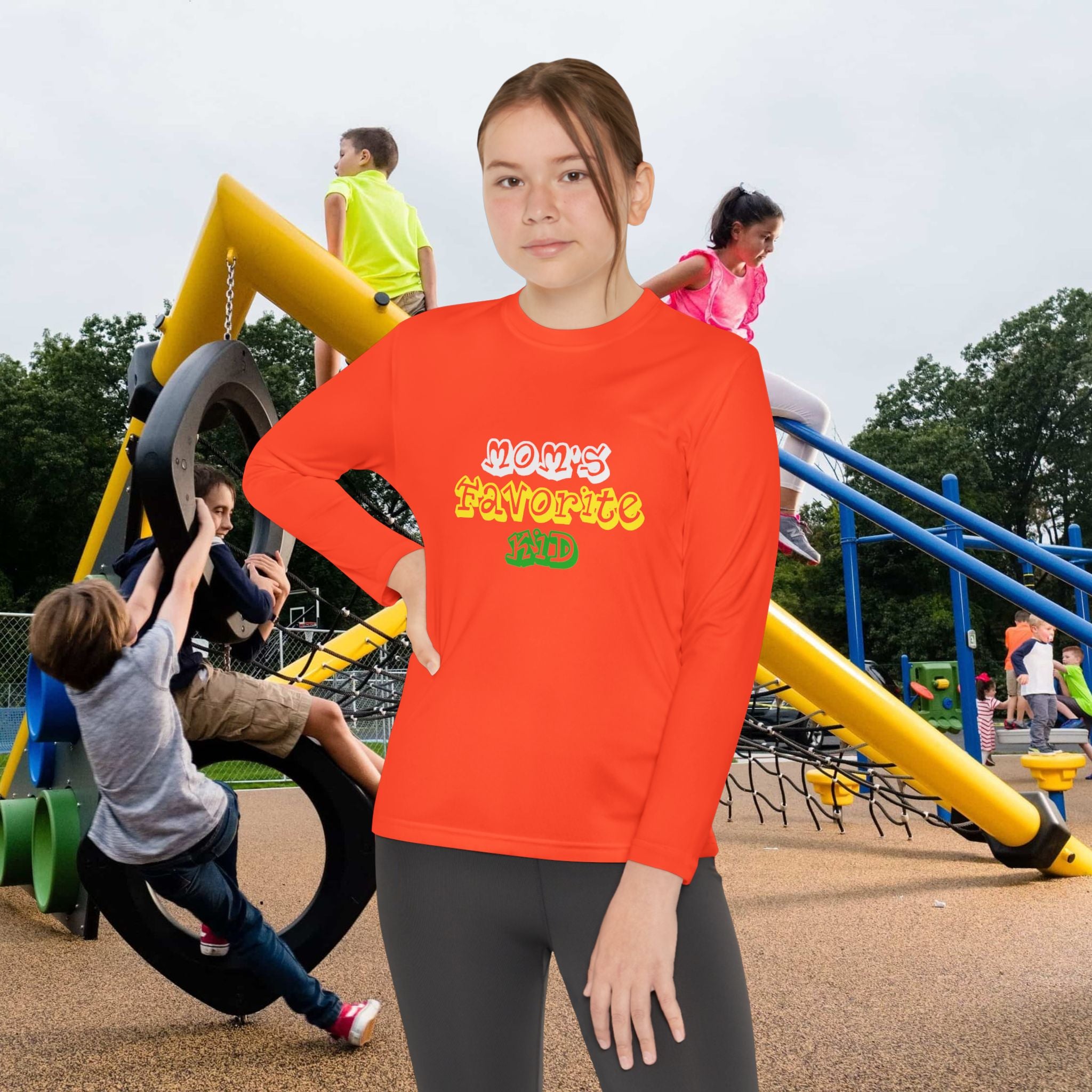 "Mom's Favorite Kid" Youth Long Sleeve Tee —  Retro Graphic