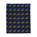 "314 Originals" Velveteen Plush Blanket – Navy Gold Repeating Logo Throw - 314 Originals