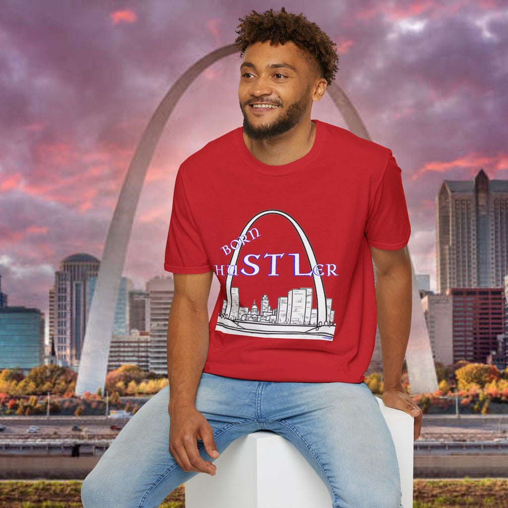 St. Louis Arch Skyline Tee — Born Hustler Front, 314 Originals Back - 314 Originals