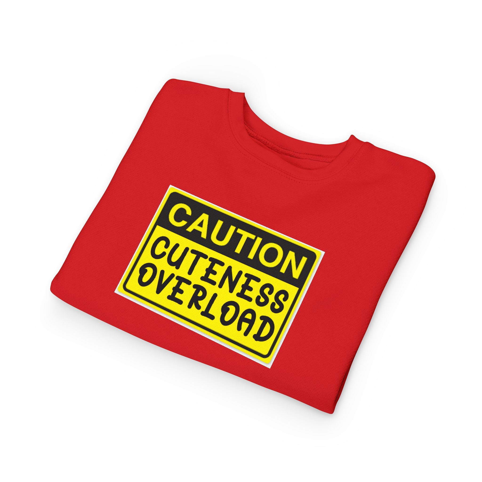 "Caution: Cuteness Overload" Kids Crewneck Toddler Sweatshirt