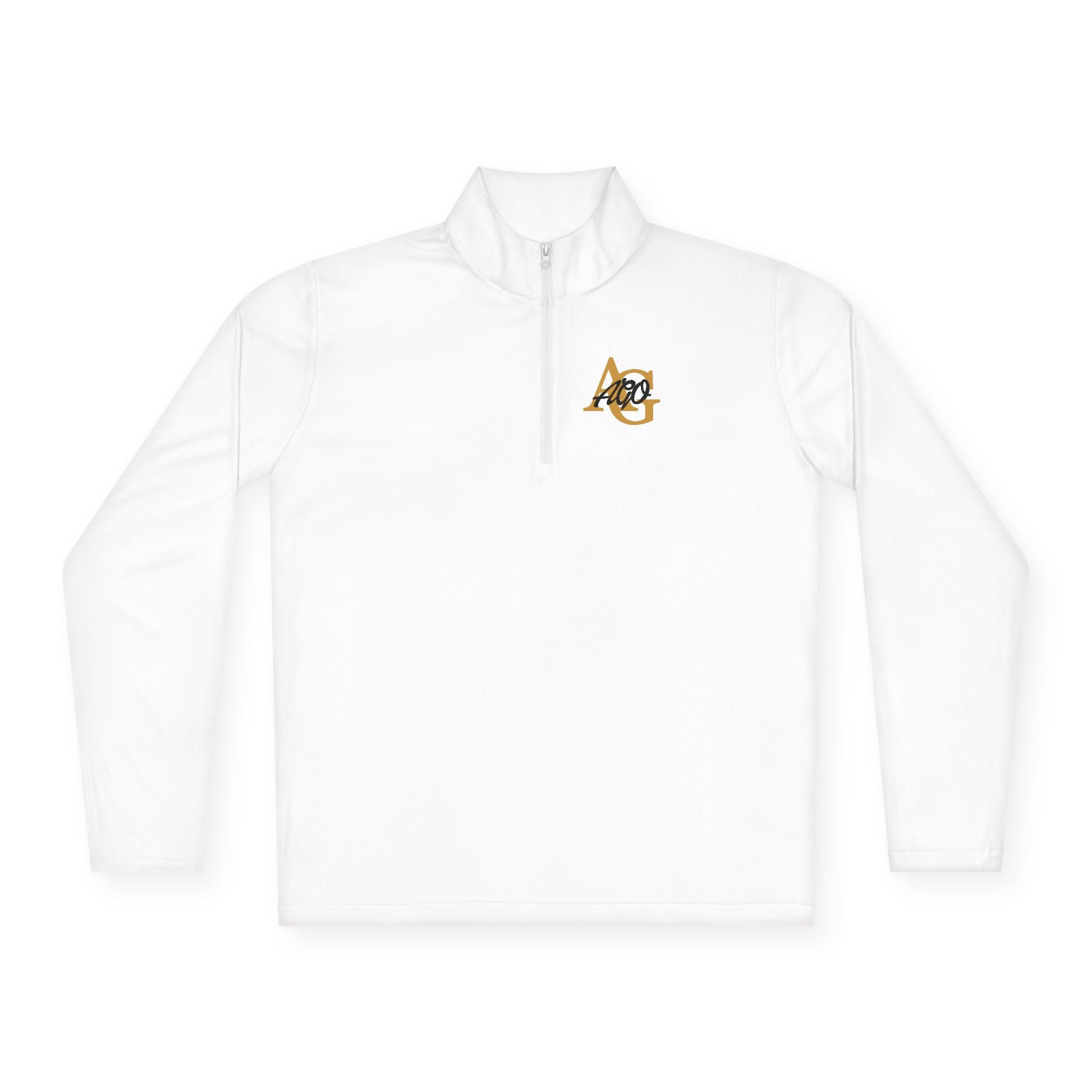 AGO Quarter-Zip Pullover — Small Gold & Black Chest Embroidery, Lightweight Casual Pullover - 314 Originals