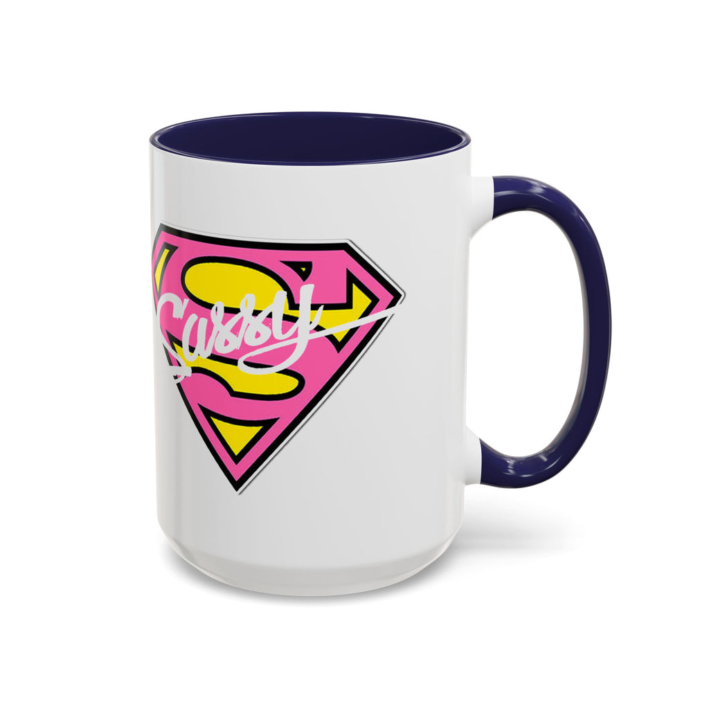 Sassy Supergirl Accent Coffee Mug – Pink & Yellow Super S Logo (11/15oz) - 314 Originals