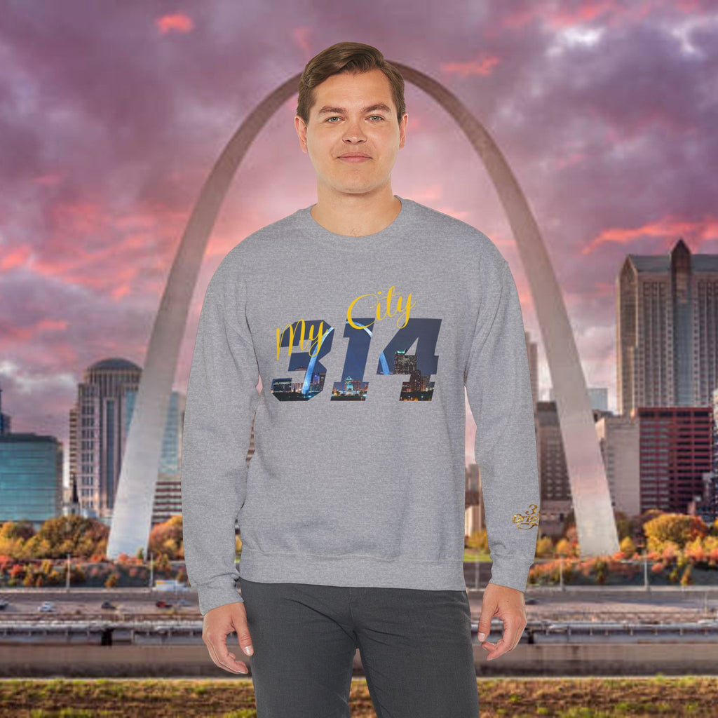 314 City Crewneck Sweatshirt — St. Louis Skyline Graphic - 314 Originals
