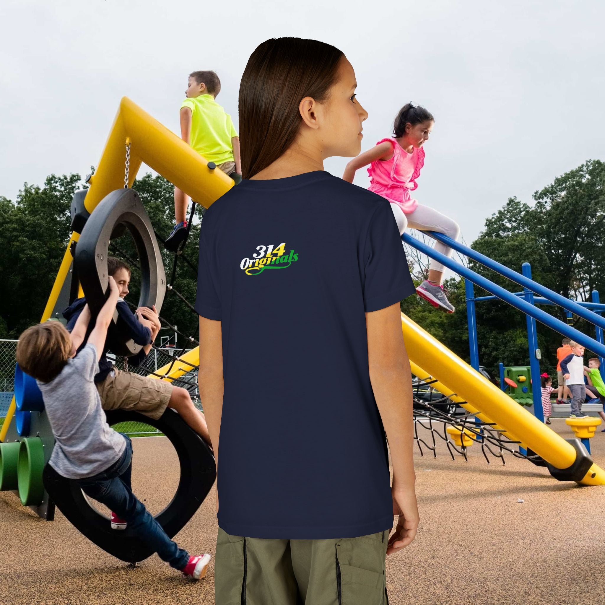 Girl's "Favorite Kid" Retro Yellow & Green Graphic T-Shirt