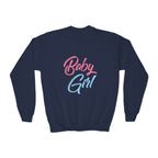 Baby Girl Youth Sweatshirt — Pink & Blue Script Crewneck - 314 Originals