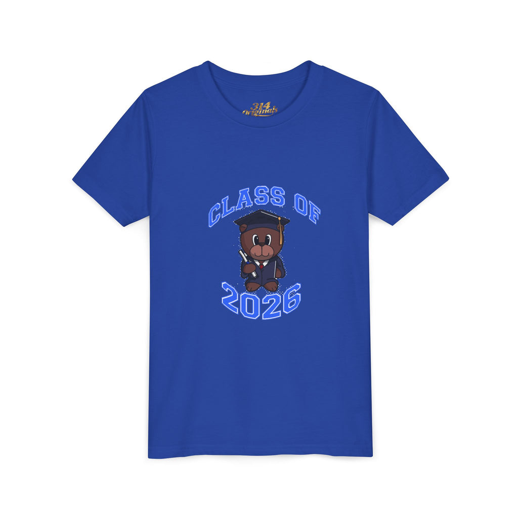 Class of 2026 Kids Graduation T‑Shirt — Cute Graduate Bear Youth Tee