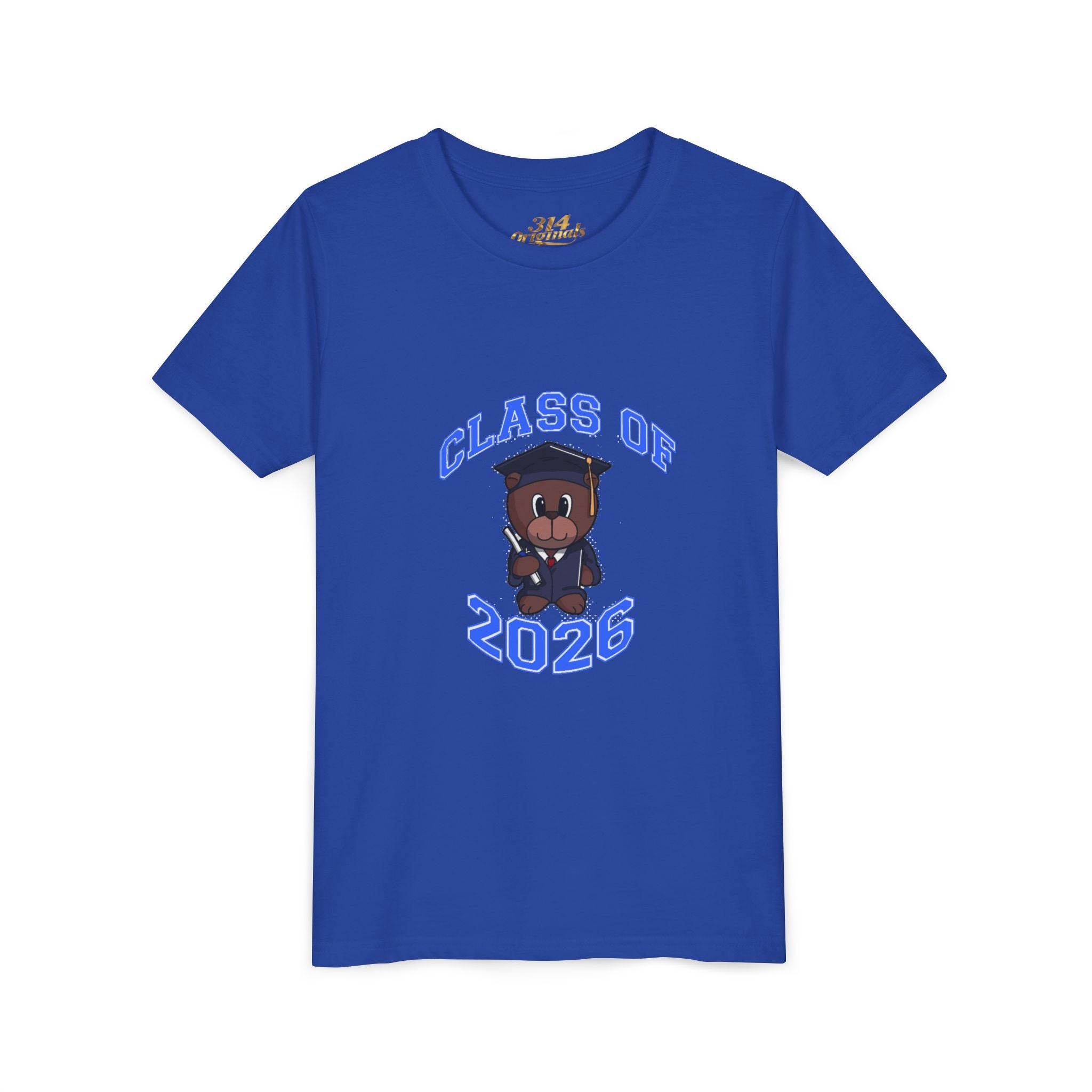 Class of 2026 Kids Graduation T‑Shirt — Cute Graduate Bear Youth Tee