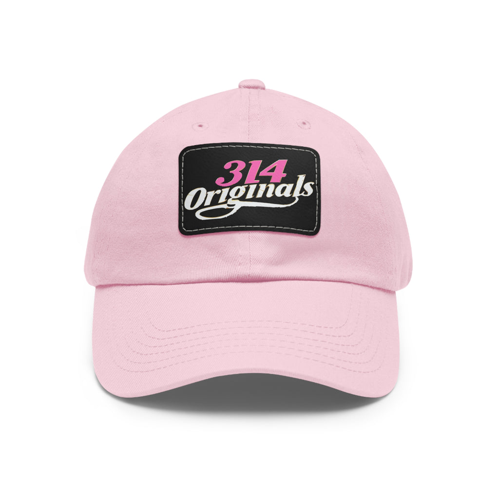 314 Originals Leather Patch Dad Hat — Retro Script Baseball Cap - 314 Originals