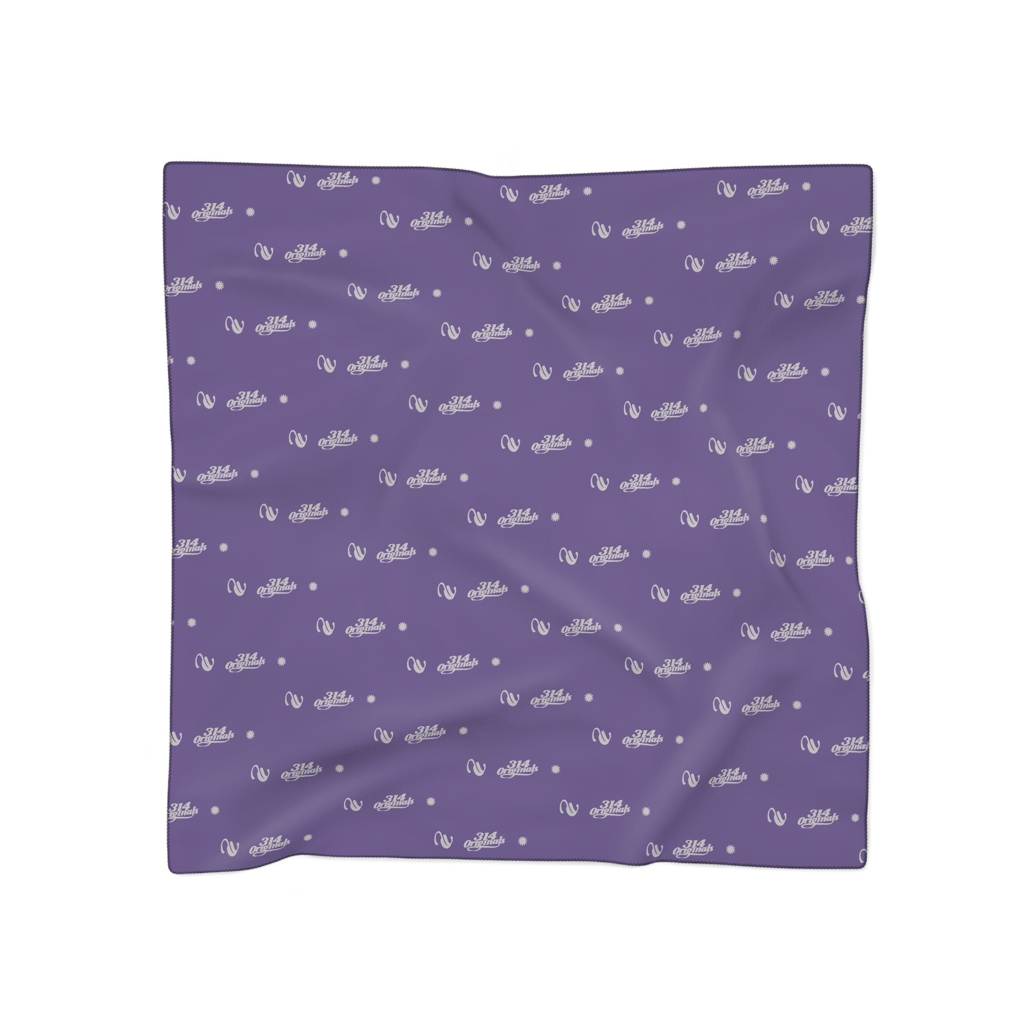 Purple and Silver Logo Scarf — Script Pattern Polyester Scarf - 314 Originals