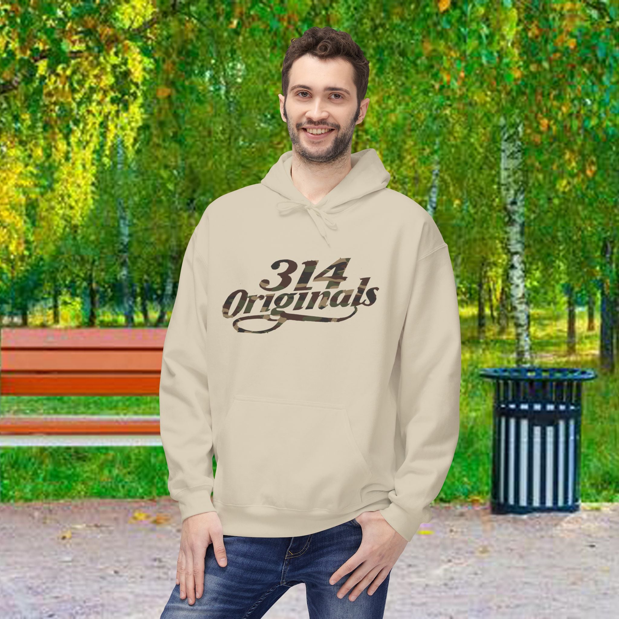 314 Originals Camo Hoodie — Retro Script Logo Pullover - 314 Originals