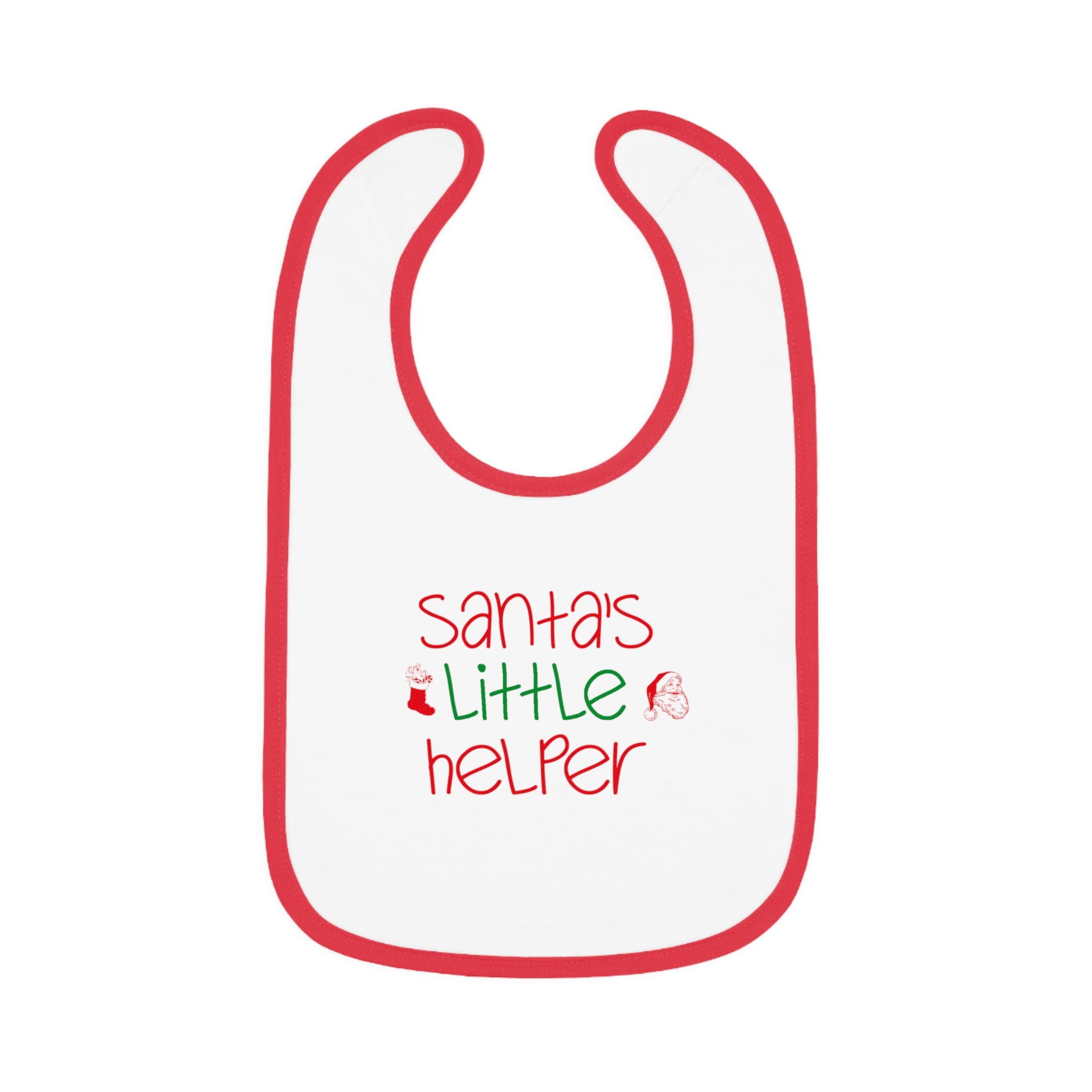 Baby Bib - "Santa's Little Helper" Christmas Holiday Bib with Red Contrast Trim Printify Kids clothes  314 Originals