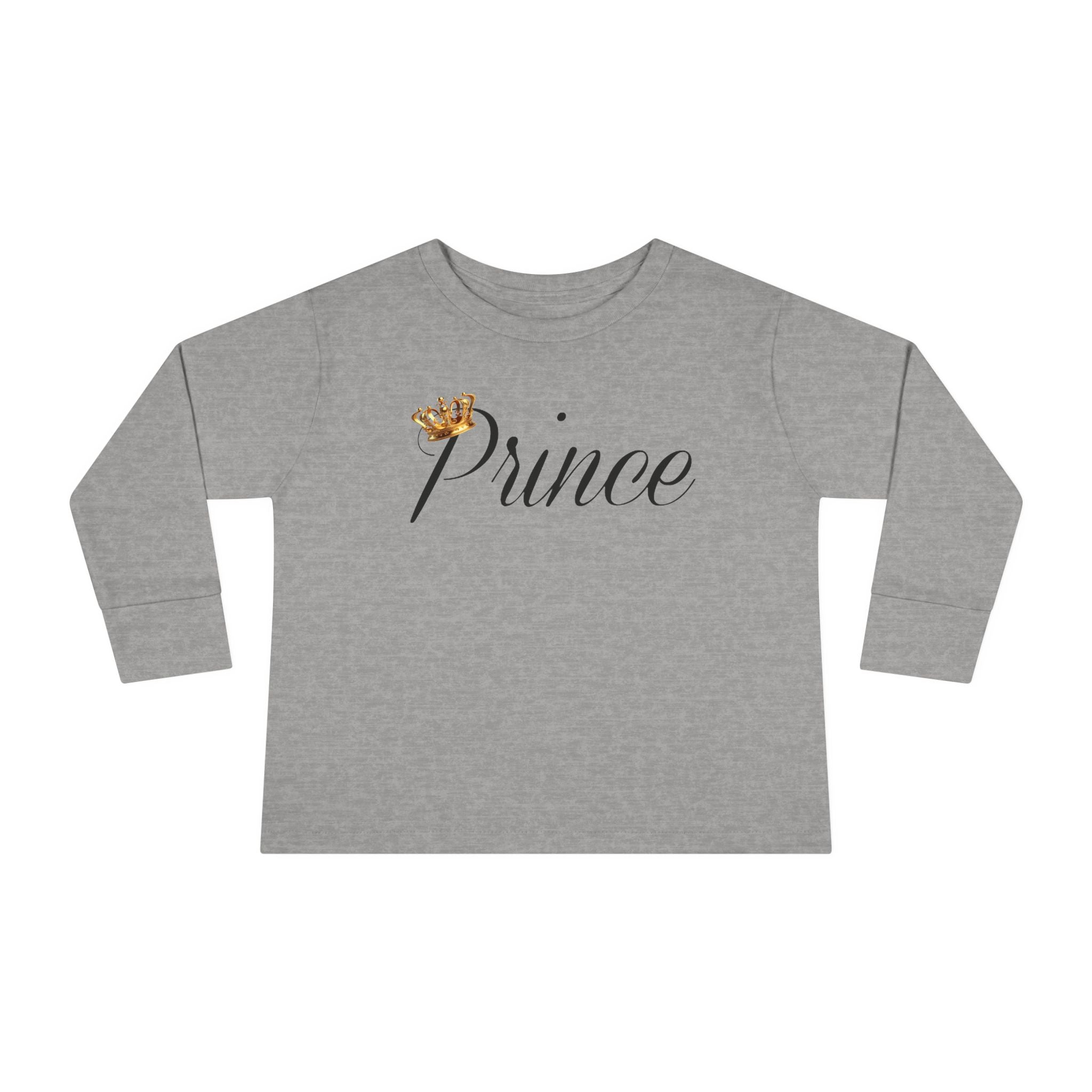 Prince Toddler Long Sleeve Tee — Gold Crown Script Printify Kids clothes  314 Originals