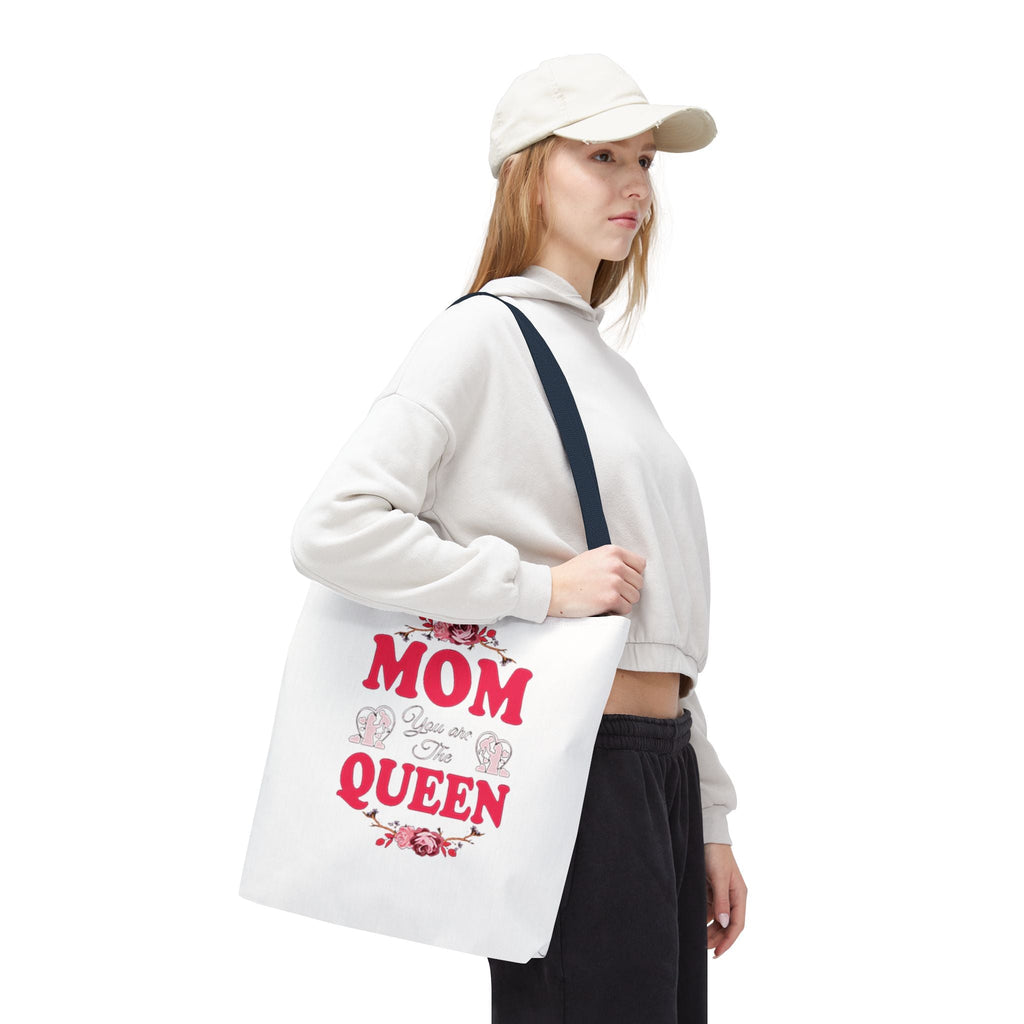 "Mom You're the Queen" Floral Mother's Day Tote Bag Printify Bags  314 Originals