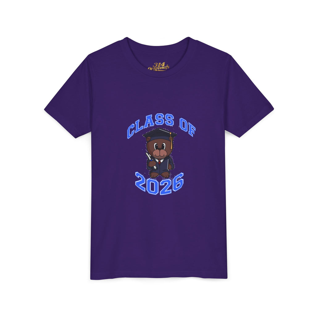 Class of 2026 Kids Graduation T‑Shirt — Cute Graduate Bear Youth Tee