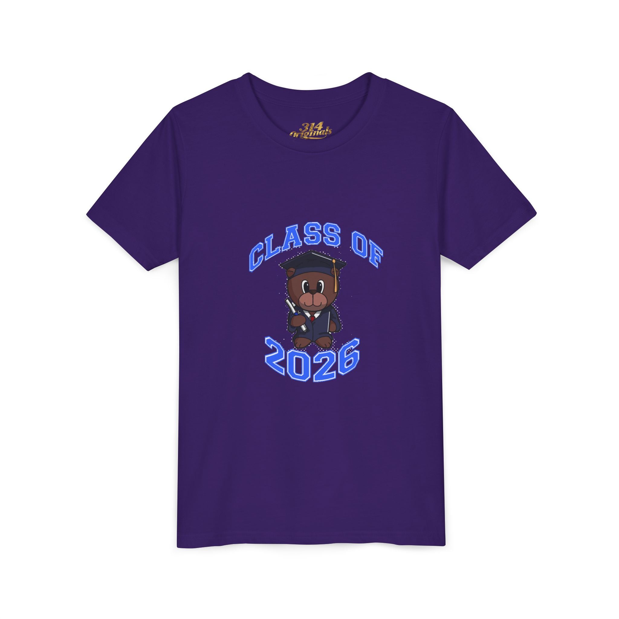 Class of 2026 Kids Graduation T‑Shirt — Cute Graduate Bear Youth Tee