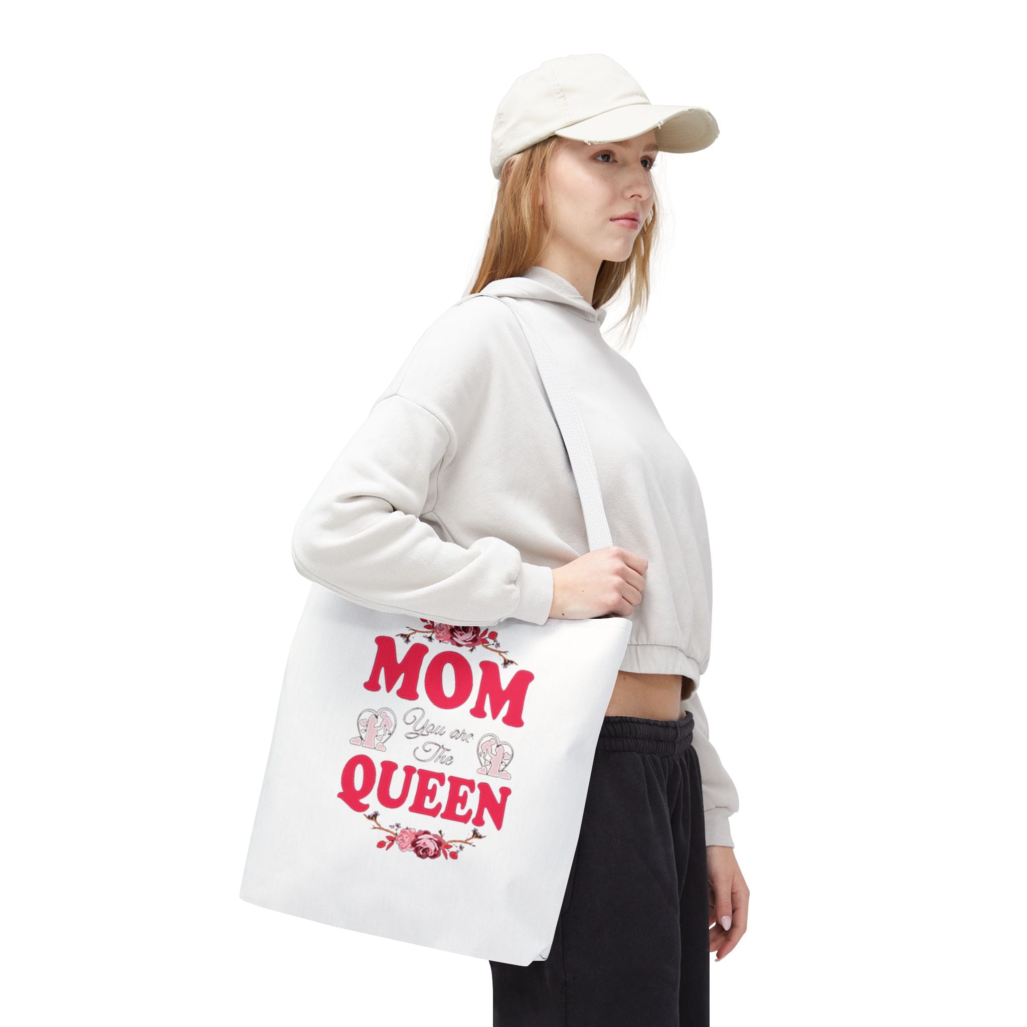 "Mom You're the Queen" Floral Mother's Day Tote Bag Printify Bags  314 Originals