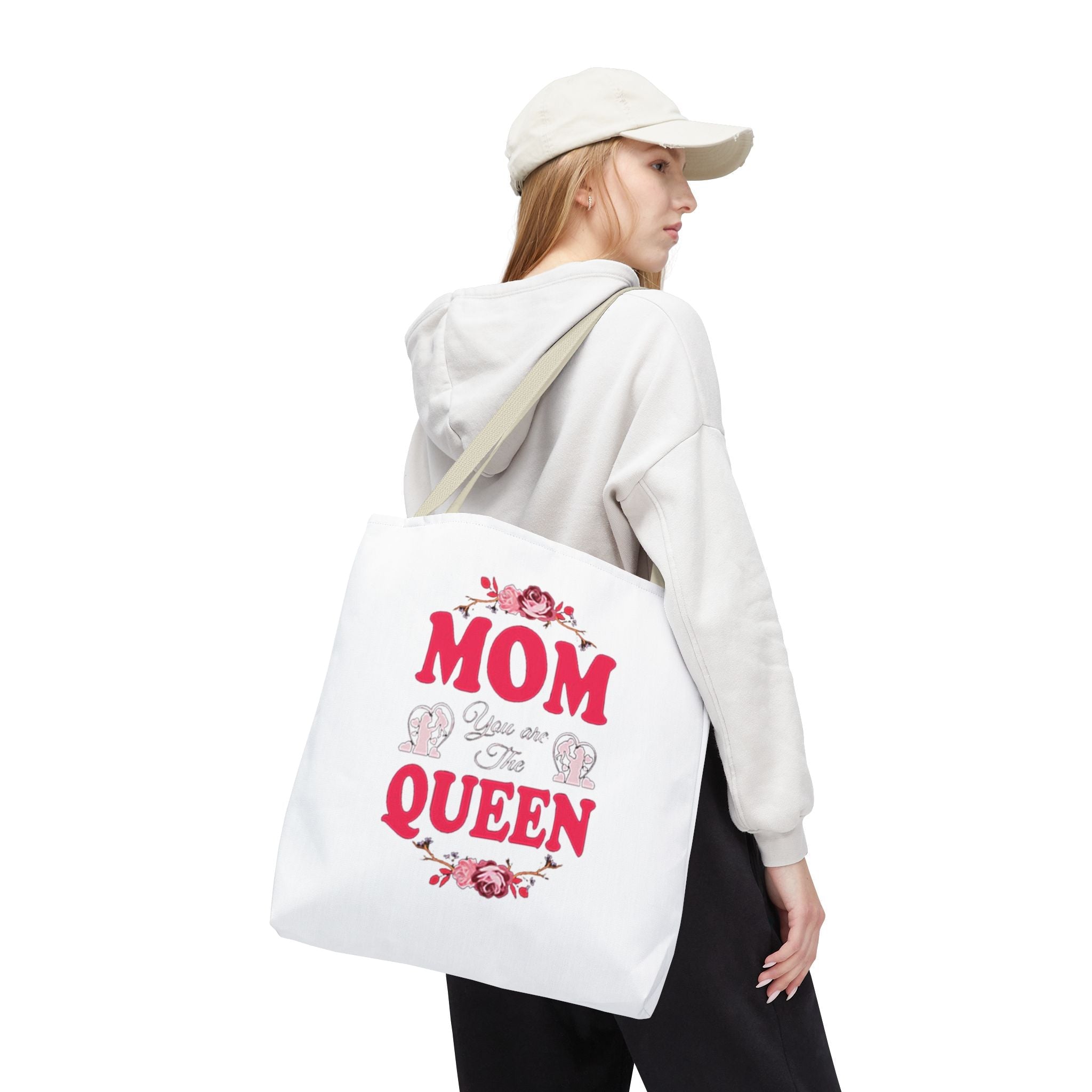 "Mom You're the Queen" Floral Mother's Day Tote Bag Printify Bags  314 Originals