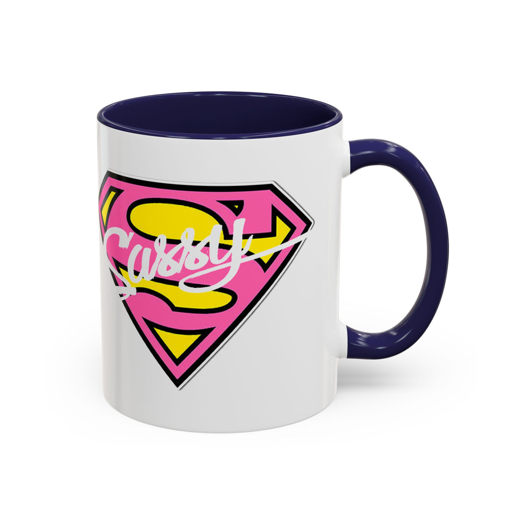 Sassy Supergirl Accent Coffee Mug – Pink & Yellow Super S Logo (11/15oz) - 314 Originals