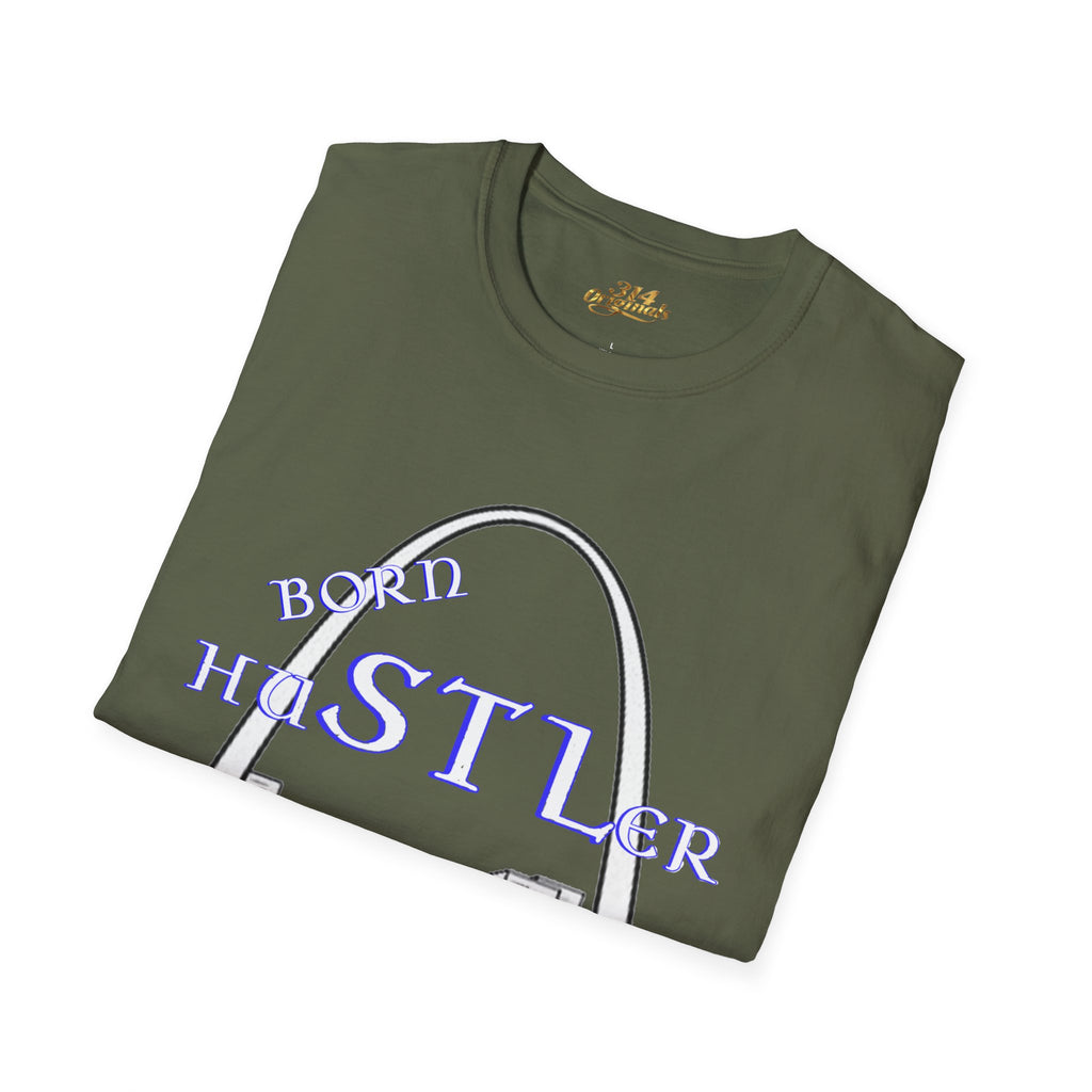 St. Louis Arch Skyline Tee — Born Hustler Front, 314 Originals Back - 314 Originals