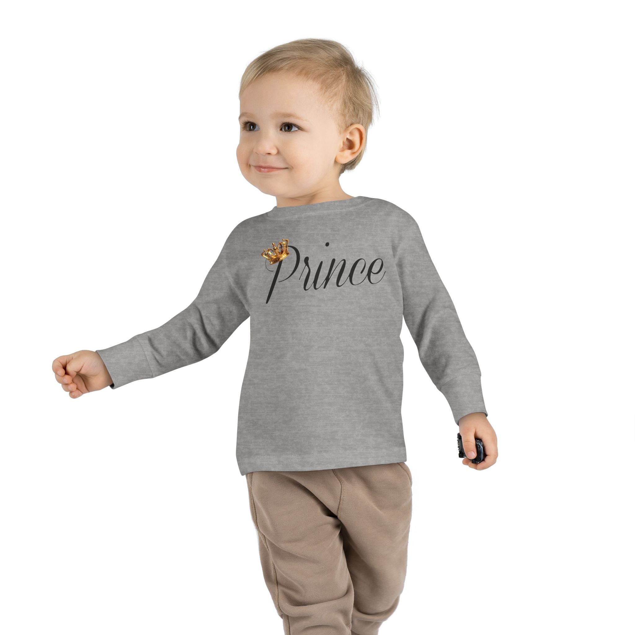 Prince Toddler Long Sleeve Tee — Gold Crown Script Printify Kids clothes  314 Originals