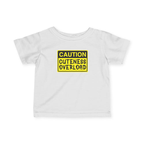 "Caution: Cuteness Overload" —  Baby T‑Shirt (Yellow Warning Sign) - 314 Originals
