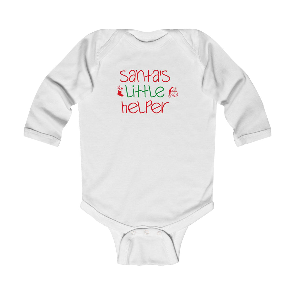 Infant Bodysuit - "Santa's Little Helper" Christmas Long Sleeve Baby Onesie - 314 Originals