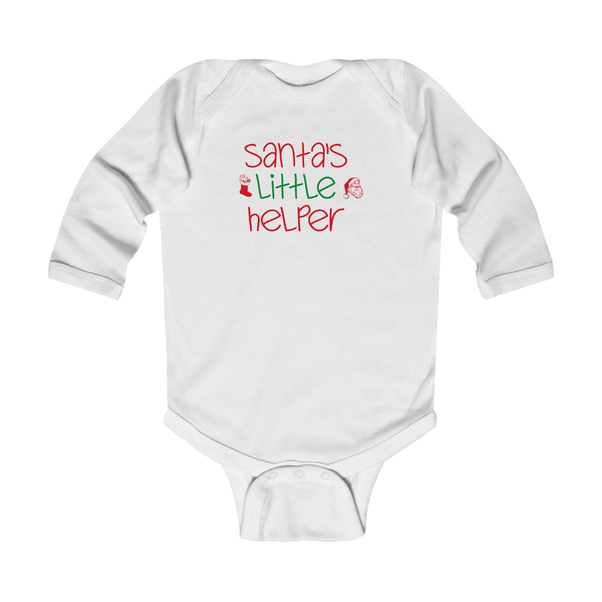 Infant Bodysuit - "Santa's Little Helper" Christmas Long Sleeve Baby Onesie - 314 Originals