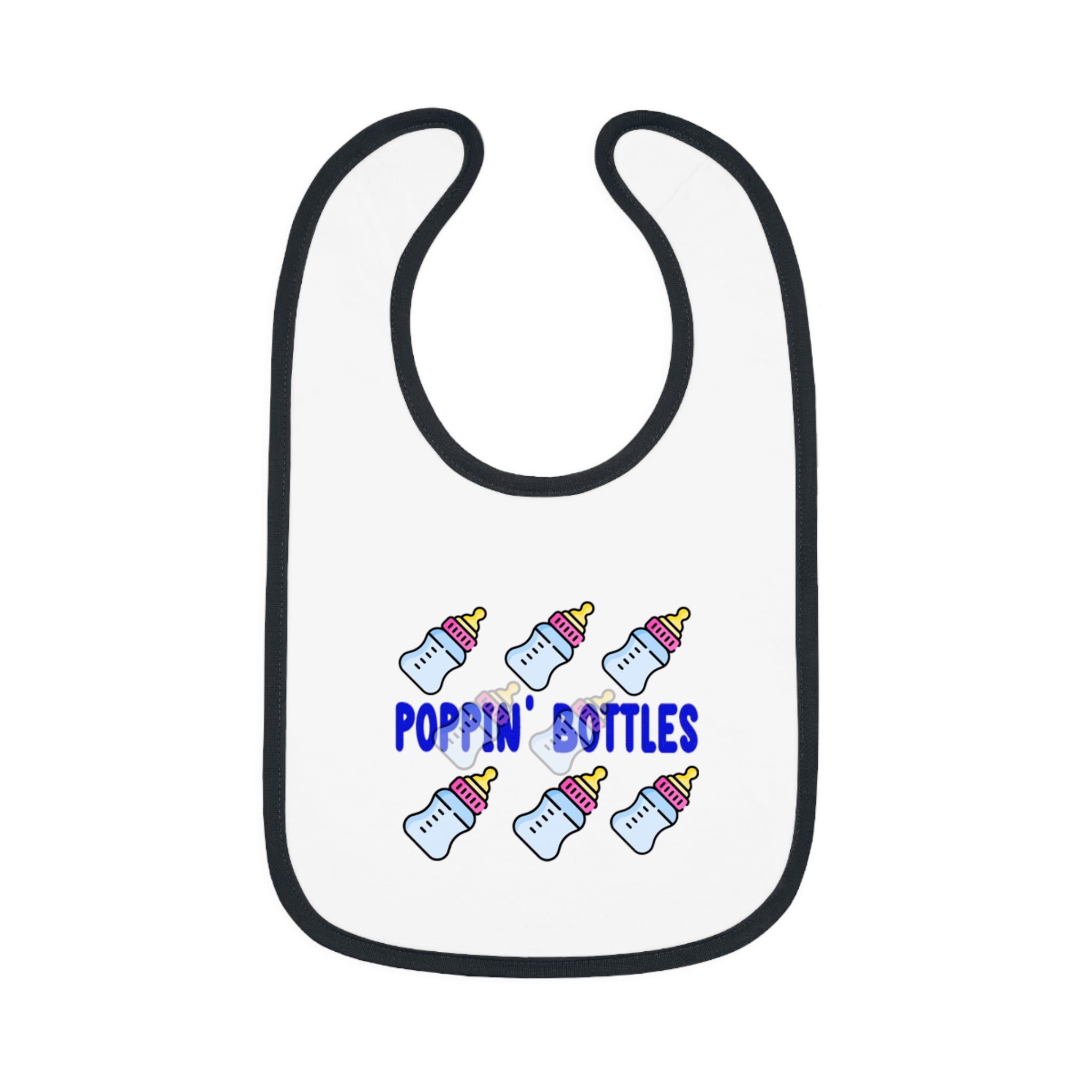 Poppin' Bottles Baby Bib — Cute Bottle Pattern Contrast-Trim Feeding Bib - 314 Originals