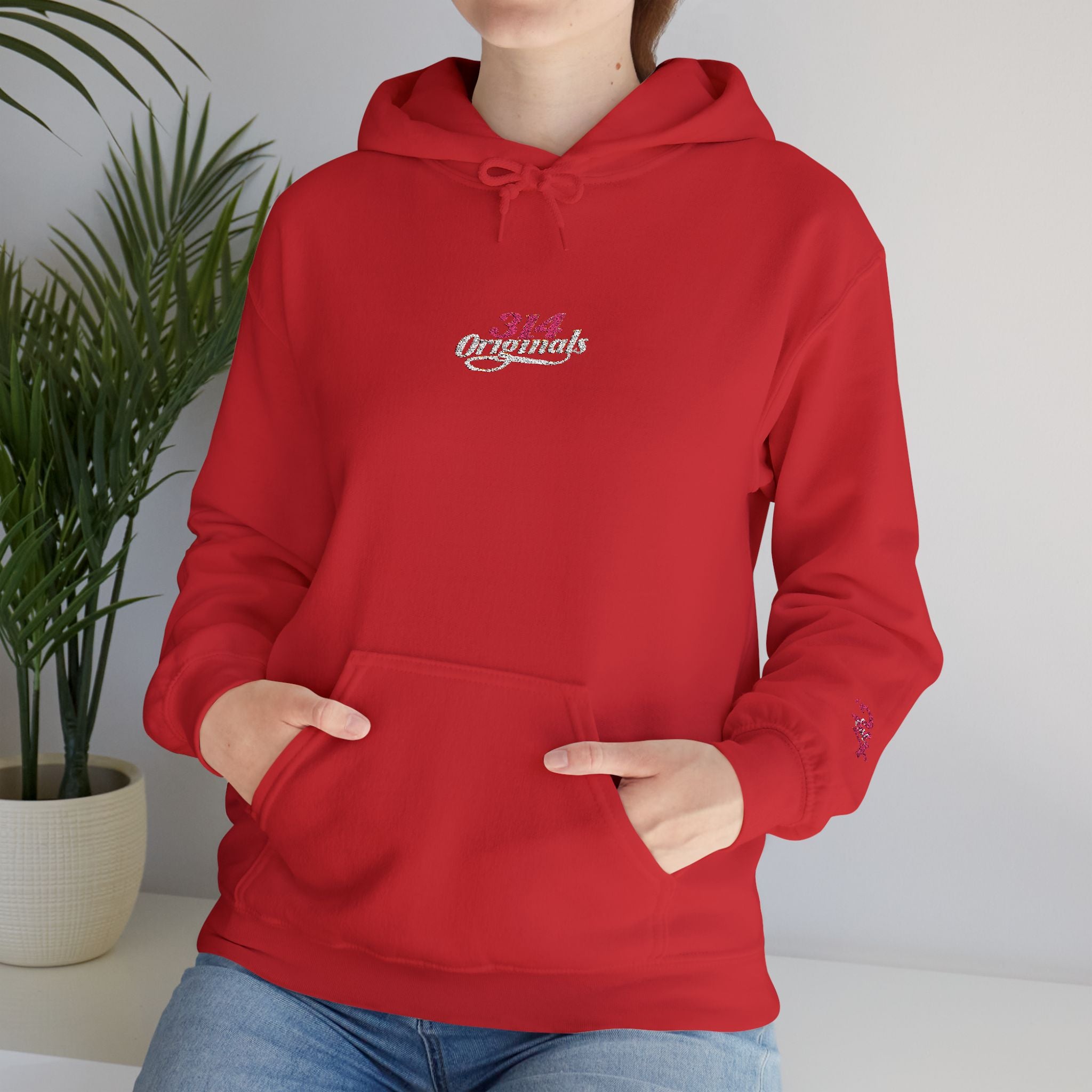 314 Ladies Hoodie — Pink Floral Chest Logo - 314 Originals