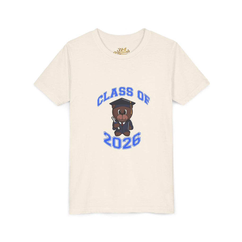 Class of 2026 Kids Graduation T‑Shirt — Cute Graduate Bear Youth Tee